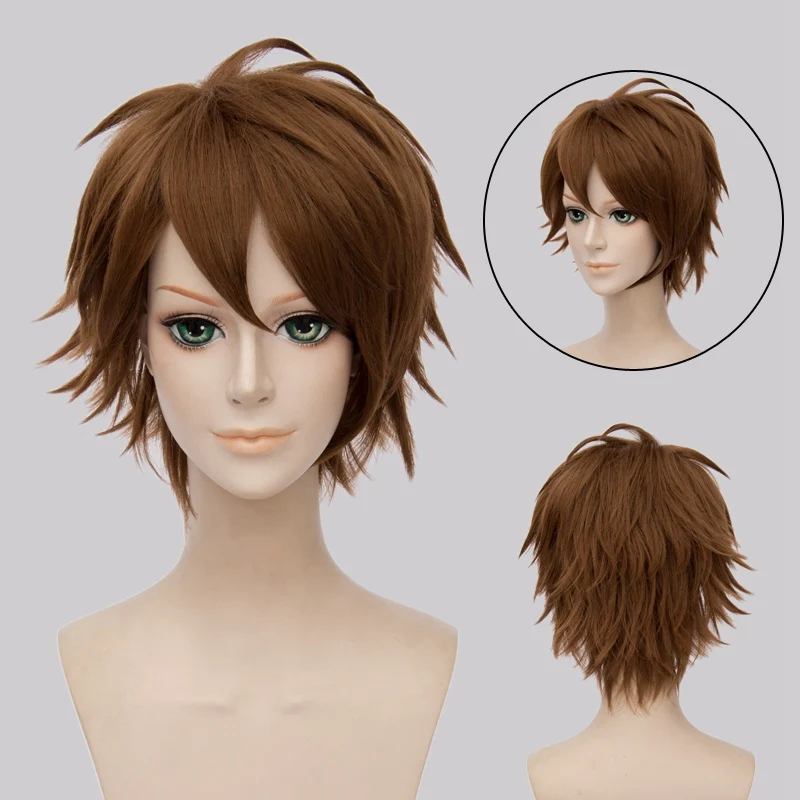 

New Arrival Idolish7 Tsunashi Ryunosuke Short Straight Cosplay Wig High Quality Synthetic Hair Anime Costume Party Wig Brown