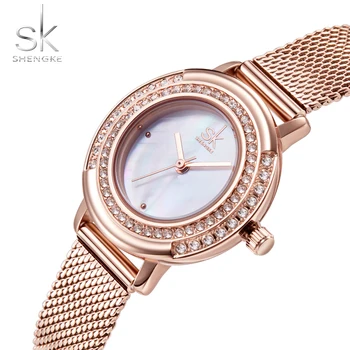 

Shengke SK Women Quartz Watch Fashion Ladies Crystal Rose Golden Wrist Watches Gifts Female Clocks relogio feminino 2019 New