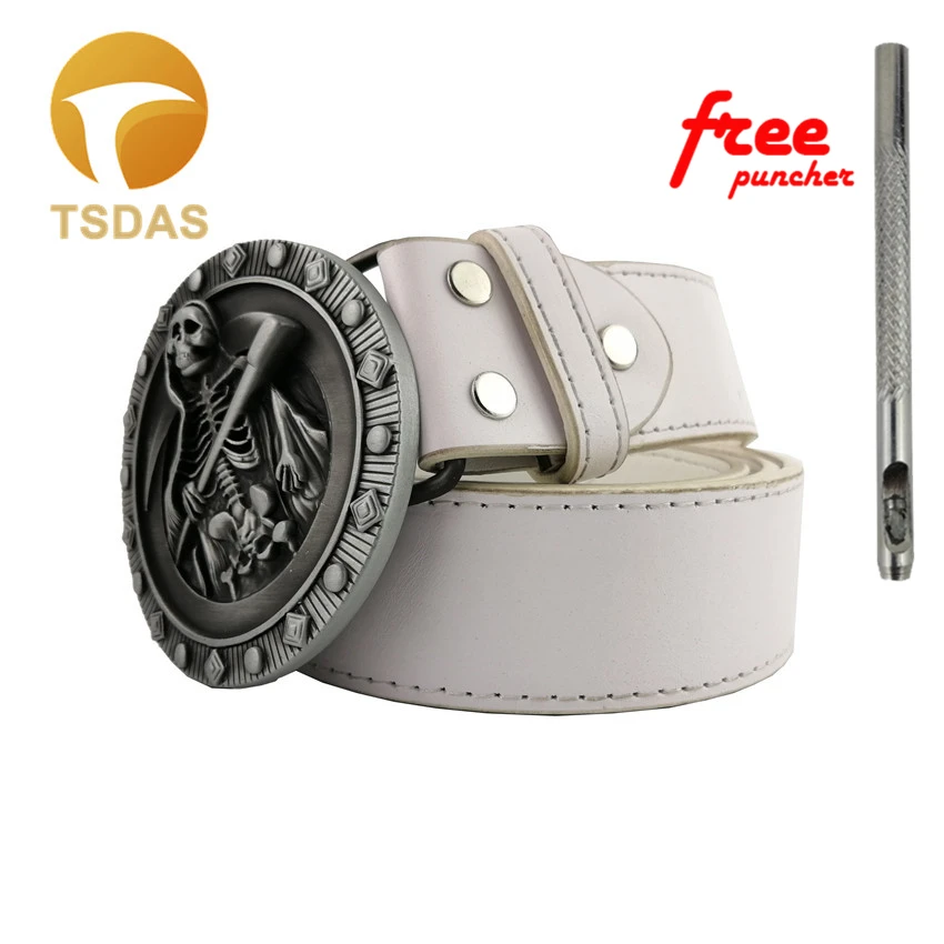 Мужская пряжка для ремня с круглым серебристым металлическим ремнем|belt buckle|skull belt
