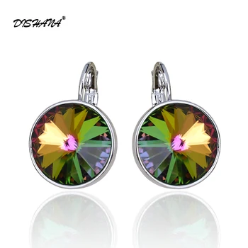 

Drop Earrings 2018 simple Design Hot 14mm Round Stone Earring with French Hook Made With Austrian Crystal elements Ear E0098-2