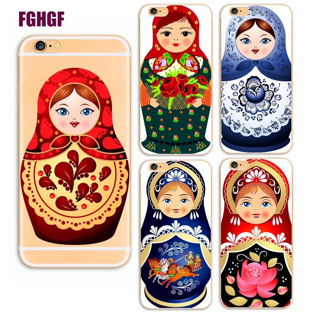 

Cute Russian Dolls Pattern Matryoshka Hard Plastic Phone Cases Cover For iPhone 5 5c 5S SE 6 6S 6Plus 7 7plus 8 plus 8 x
