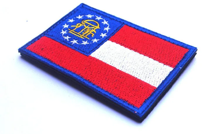 Пользовательский флаг штата Джорджия вышитая нашивка военного типа insignia армейский крючок США Патчи тактические для кепки куртки