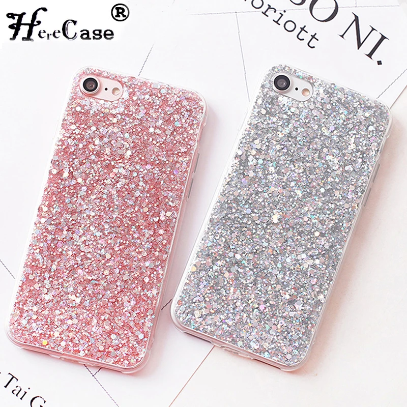 

Candy Shining Powder Sequins Phone Cases For iPhone X 8 7 6 6S Plus Case Soft Silicone Glitter Back Cover For iPhone 5s SE Capa