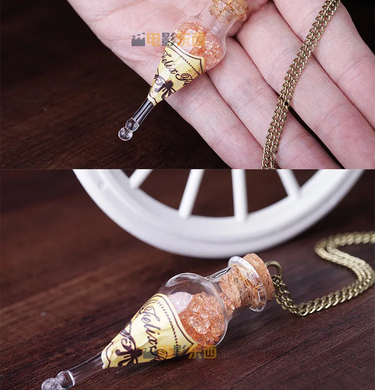 Action HP Newest Felix Felicis Potion Bottle Pendants Necklace Glass Sweater Chains HP Harri Movie Collectible Toys for Children