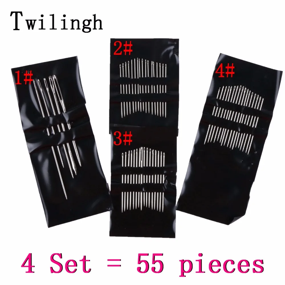 

4 Set = ( 55PCS) Brand Sewing Needle Stainless Steel Sew On Needles Sewing Pins Set Home DIY Craft Tool Hand Sewing Accessories