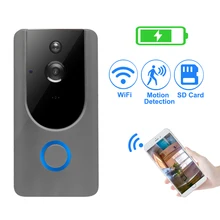 Timbre de vídeo 720P IP seguridad intercomunicador inalámbrico WIFI puerta campana Cámara detección de movimiento alarma Audio hablar tarjeta SD a prueba de agua(China)