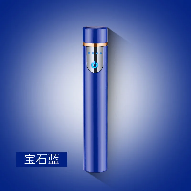 Новая металлическая зажигалка-прикуриватель с usb зарядкой, перезаряжаемая электрическая зажигалка, ветрозащитная Высококачественная зажигалка для мужчин encendedor - Цвет: blue