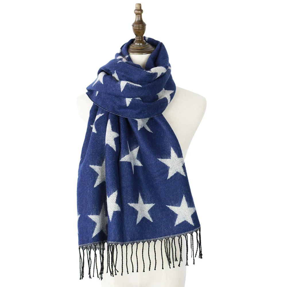 

2018 Autumn and winter popular ladies scarf oversized thick Printing shawl double-sided Use Wrap Women Tassel shawl Warm