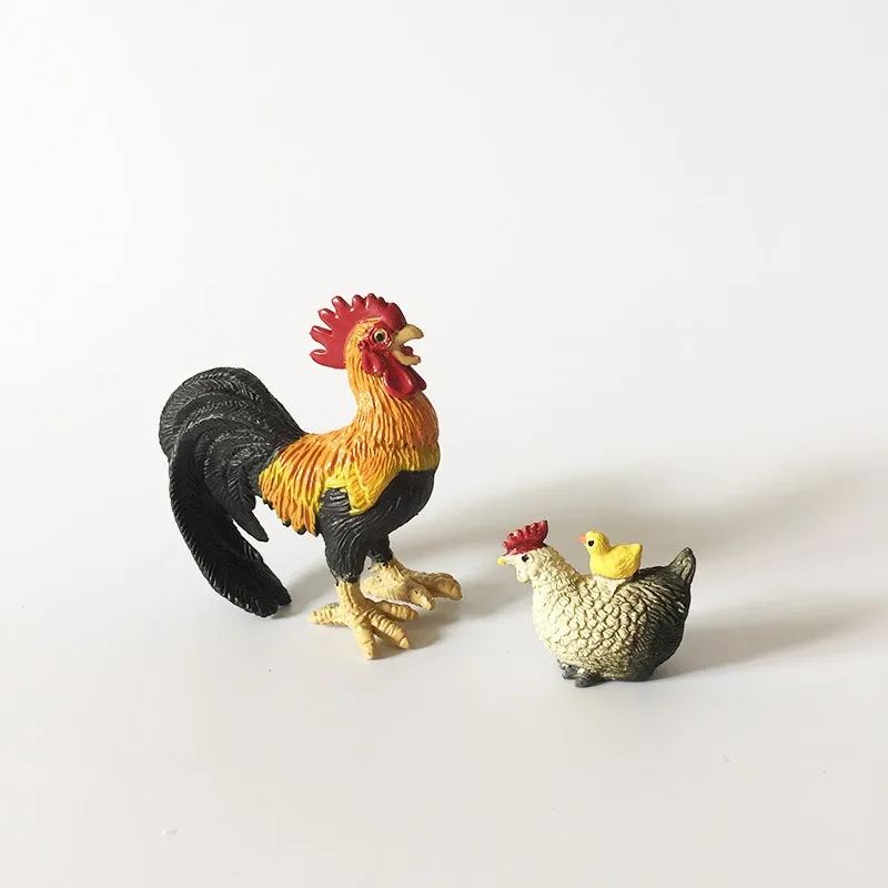Cofre cockfighting modelo preto branco frango brinquedo emulação imagem  estatueta em miniatura cognitivo jogo aves decoração em miniatura -  AliExpress
