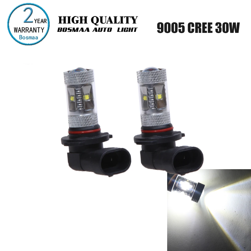 

Bosmaa 2 Pcs 9005 30W with chip HB3 Super Bright High Power Free Fog Light Tail Lamp Backup Turn Signals Car Led Auto Bulbs