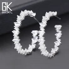 GODKI/Новинка, модные женские серьги-гвоздики с геометрическим узором, кубический цирконий, Дубаи, серьги-гвоздики, букле d'oreille femme