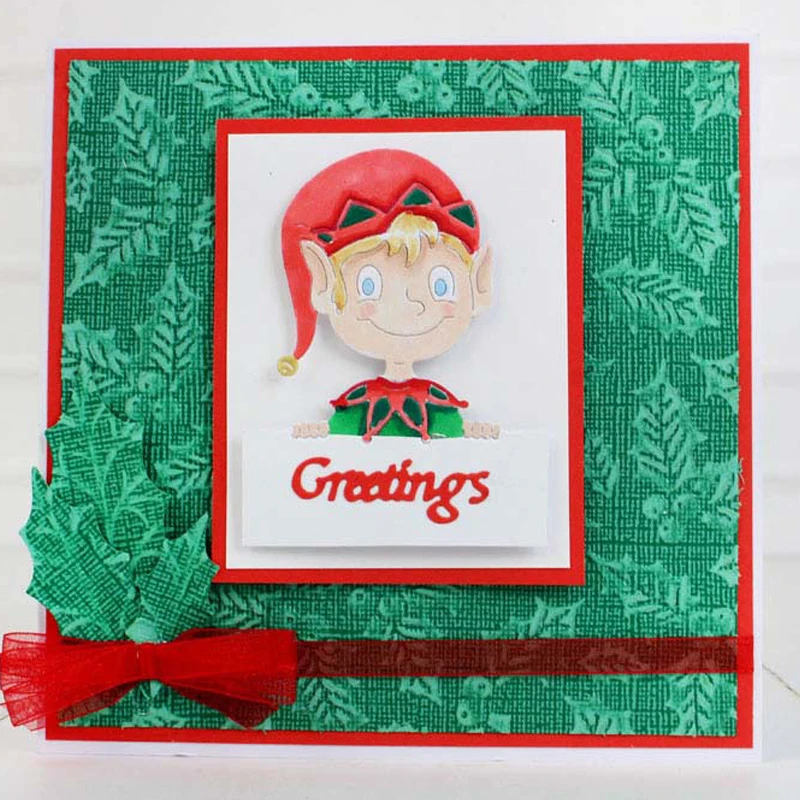 Рождественский металлический трафарет Cuties Elf для рукоделия скрапбукинга
