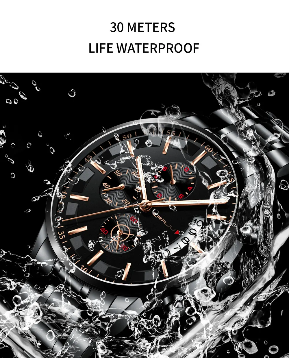 Новая мода CRRJU Топ Бренд роскошные часы для мужчин бизнес повседневное нержавеющая сталь хронограф кварцевые наручные часы relojes hombre