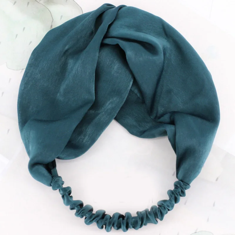 Распродажа, 1 шт., однотонная мягкая завязанная повязка на голову для женщин, женский обруч для волос с бантиком, аксессуары для волос для девочек, головной убор, 2 стиля - Цвет: deep green 2
