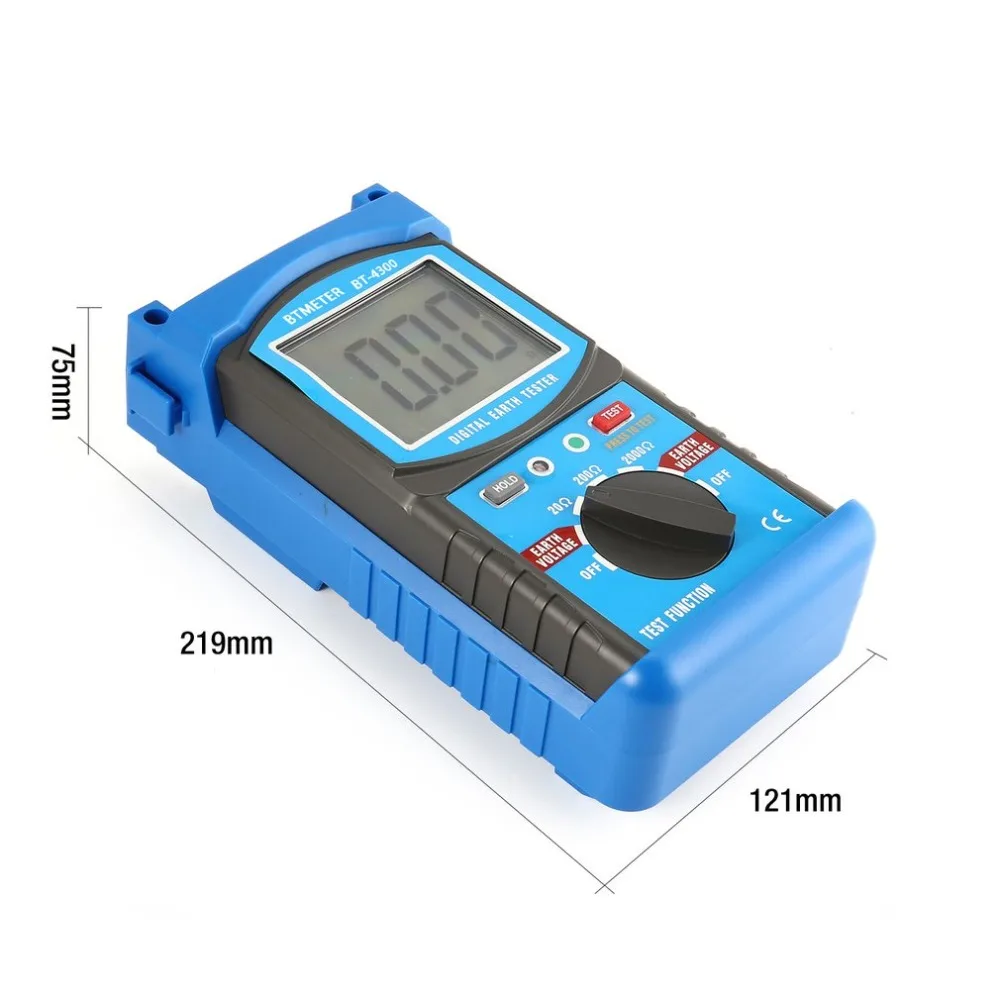 

HP-4300 Resistance Tester LCD Digital Earth Ground Resistance Tester Megohm Meter Megger Megohmmeter DC0~200V Voltmeter