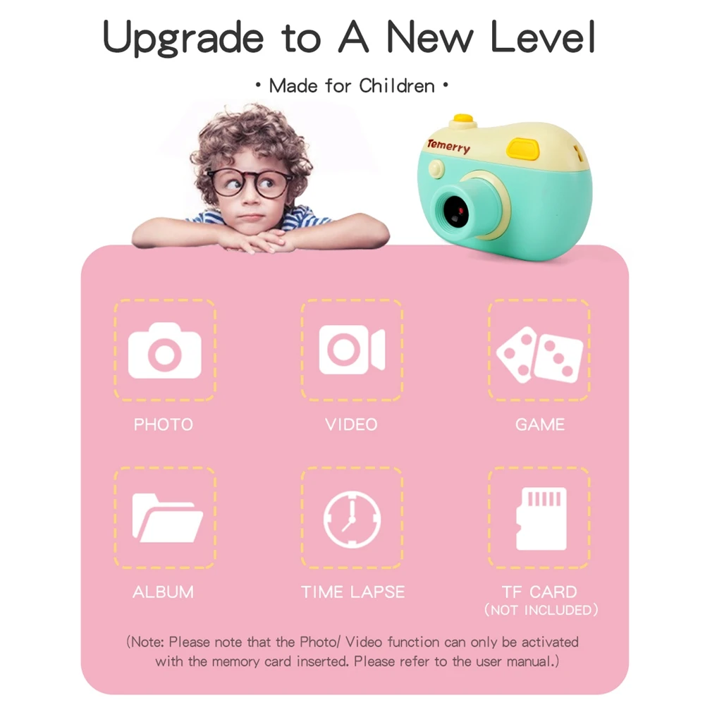 HD малыш мини цифровая камера дети мультфильм Милая камера игрушка обучающий пластиковый подарок для ребенка свыше 3 лет подарки на день рождения розовый