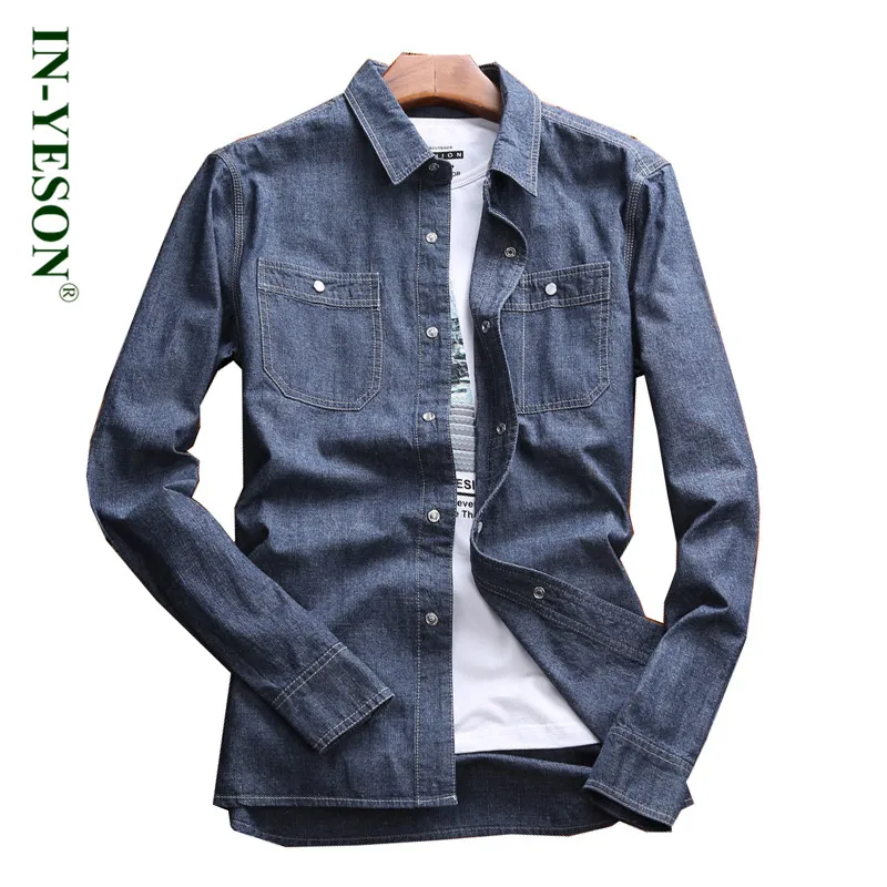 Achat Nouveau Mode Hommes Chemise À Manches Longues Marque Rétro Casual Denim Chemise hommes Coton Doux Italie Style camisa jeans Big Plus Taille 5XL