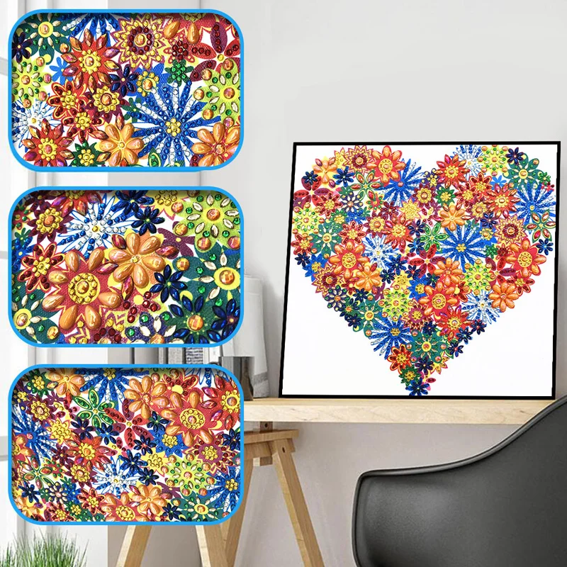 

Sashiko Diamond Embroidery Winter Heart Puzzle Special Shaped 5d Diamond Painting Rhinestone Drill DIY Crystal Painting