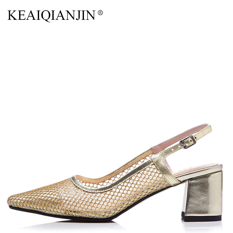 

KEAIQIANJIN Woman Genuine Leather Beach Sandal Fashion White Wedding High Heels Shoes Sexy Summer Gladiator Silvery Sandals 2018