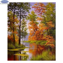 3d Алмазная вышивка, природный пейзаж, река, сделай сам, 5d алмазная картина, вышивка крестом, полностью квадратная дрель, рукоделие, мозаика, н...(China)