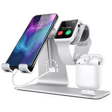 3 в 1 Беспроводное зарядное устройство Подставка зарядная док-станция для Apple Watch airpods iphone зарядное устройство стойка для зарядки из алюминиевого сплава