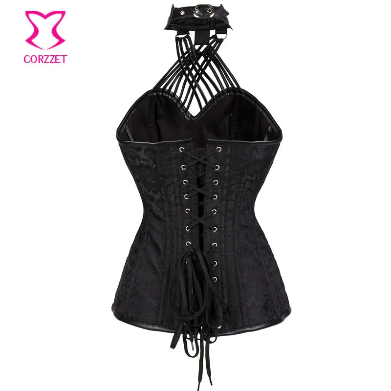 Женский винтажный корсет в стиле стимпанк Черный готический больших размеров