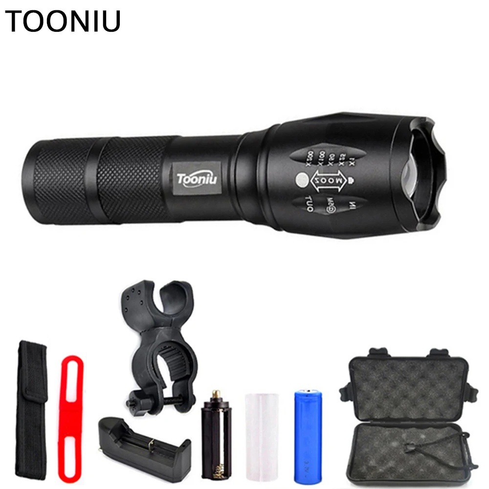 

Tooniu XML T6 4000LM Aluminum Waterproof Zoomable CREE LED Flashlight Torch tactical light for 18650 Rechargeable Battery