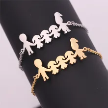 Персонализированные браслеты из нержавеющей стали с надписью Love для мамы, папы, дочери и сына, Женские Ювелирные изделия для мальчиков и девочек