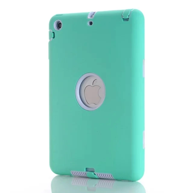 Для iPad mini 1/2/3 retina детей безопасное вспомогательное устройство для бронированный противоударный чехол Heavy Duty Силиконовый Футляр чехол Обложка Экран защитная пленка+ стилус - Цвет: green and white