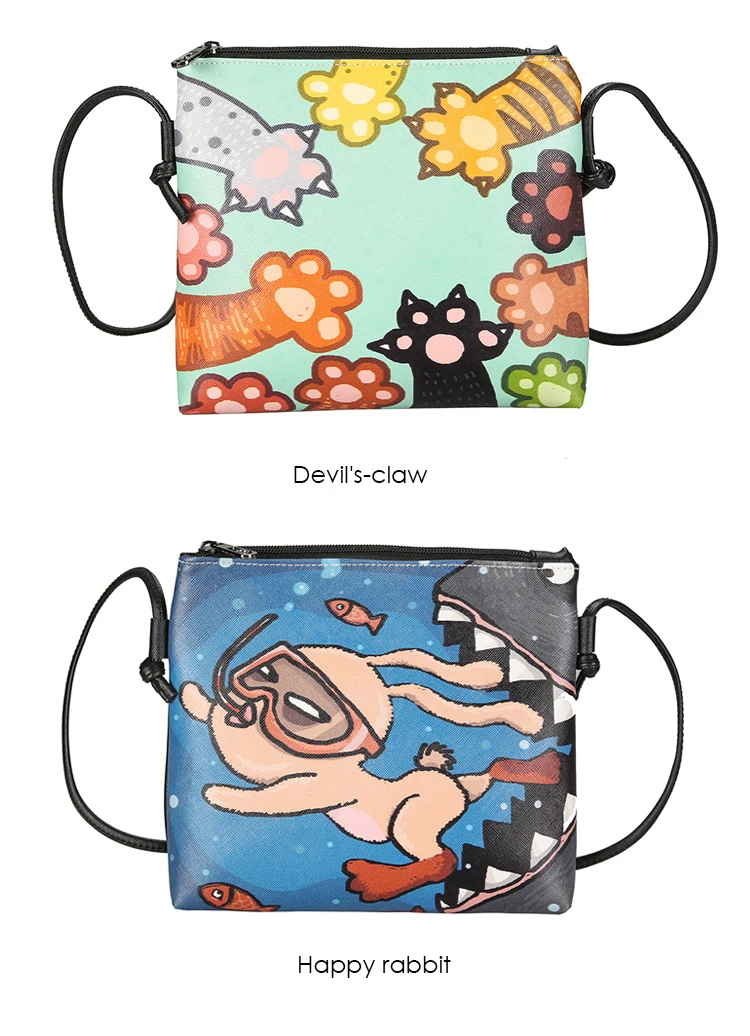 Menghuo 2017 Women Envelope Shoulder Clutch Bag Quality PU Cartoon Cat Printing Small Female Message Purse for Teenagers Girls (28)