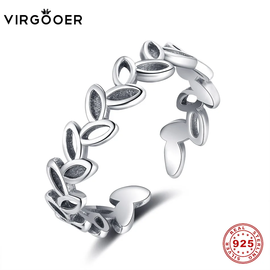 Virgooer Woman Jewelry Fashion Simple Open Design Leaf Ring Personality Female Flower Adjustable Rings Wedding Rings For Women