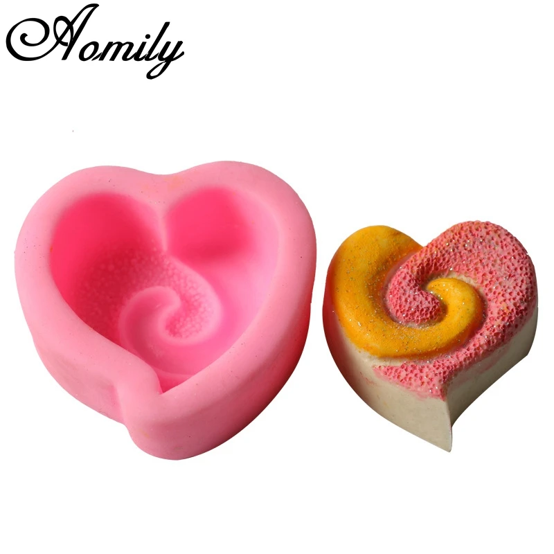 Aomily 3D форма сердца силиконовая форма для шоколадного фондана сердце любовь мыло форма свечи формы из полимерной глины поделки DIY формы базовый инструмент