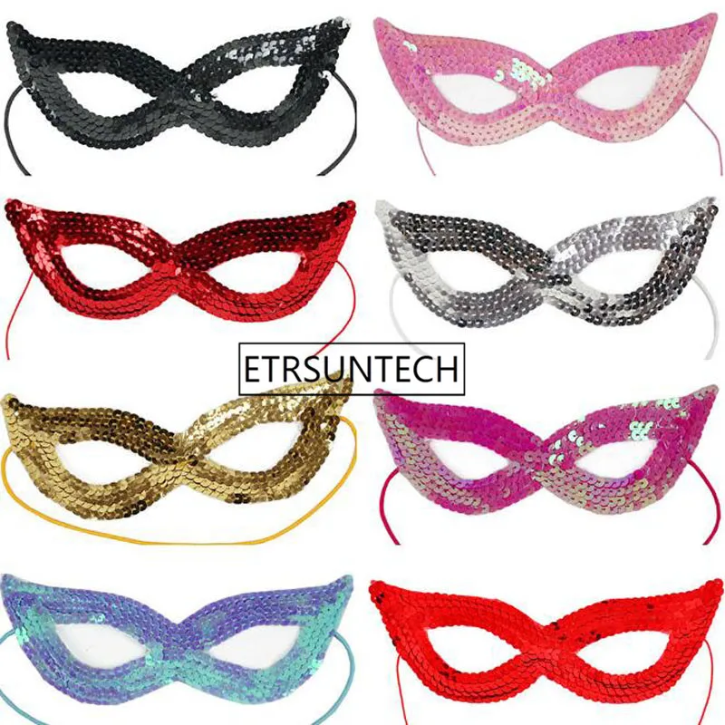 

200pcs Sequin Cat Women Girl Party Eye Mask Venetian Carnival Masquerade Party Ball Masks Christmas Halloween Navidad