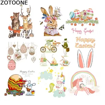

ZOTOONE Cartoon Patches Heat Transfers for Clothes Letters Unicorn Rabbit Diy Patch Iron on Transfers for Clothing Applique D