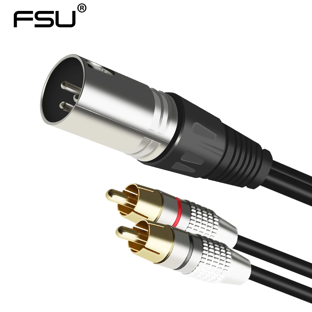 2 RCA Male to XLR 3 Pin Male Female Cannon Audio Cable Amplifier Mixing