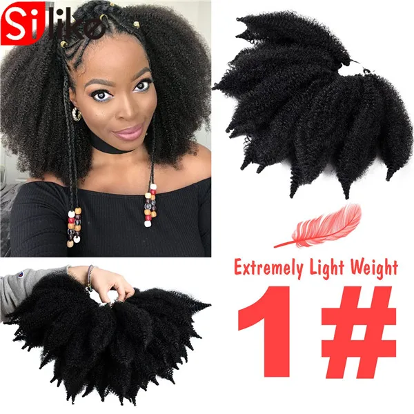 " вязанные крючком косички марли черные волосы мягкие афро Твист Синтетические косички для наращивания волос высокотемпературное волокно для женщин - Цвет: #1