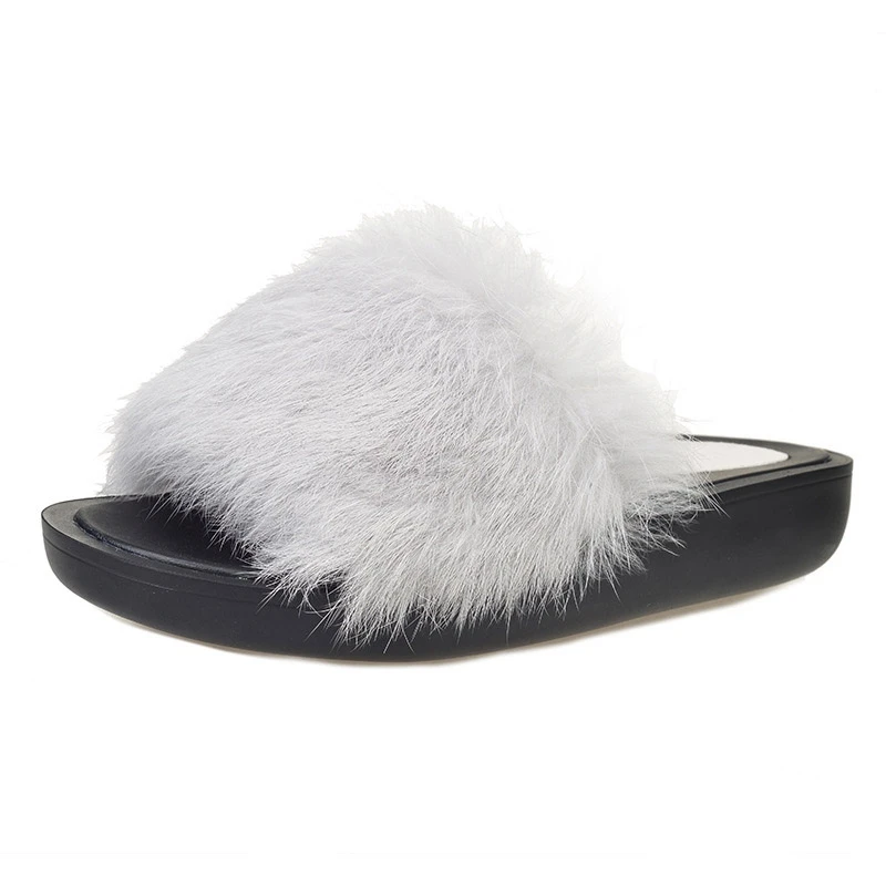

Platform Slippers Fur Creepers Summer Autumn Sandals Beach Flip Flops Soft Casual Shoes Woman Candy Colors Slip On Flats XWT521