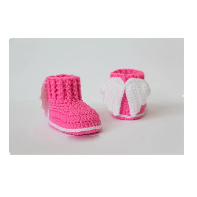 free-shippingCrochet-baby-booties-baby-shoes-winter-boots-socks-wings-angel-white-pink-baby-shower-gift-10Cm-9cm11cm-5