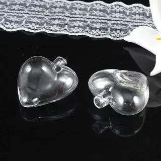 

100pcs 36*34*7mm Empty Hollow Glass Heart Shape Clear glass globe Glass Bubble Pendant Necklace Pendants accessories Craft Decor