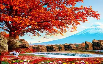

3d wallpaper custom mural non-woven wall stickers drunk red autumn landscape TV setting wall decoration wallpaper for walls 3 d