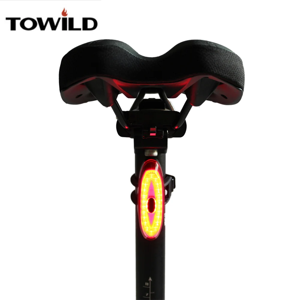 TOWILD USB Bike Rear Light smart Bicycle Brake Safe Waterproof Rechargeable taillight Cycling led lamp Accessories | Спорт и