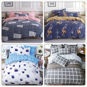 

Stripe Plaid Aole Cotton 3/4 pcs Bedding Set 1.8m 2m 2.2m Bed Linens Flat Sheet Full King Queen Double Size Duvet Cover Bedlinen