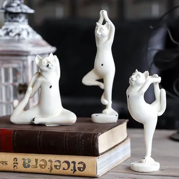 

Old Vintage Abstract Cat Figurine Sculpture Resin Handmade Ornaments Creative Animal Statues Modern Home Decorations L3154
