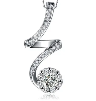 

Luxury Design GVBORI 18K White Gold Diamond Necklace Pendant Wedding Gift 925 Sterling Silver Chain Free Shipping Fine Jewelry