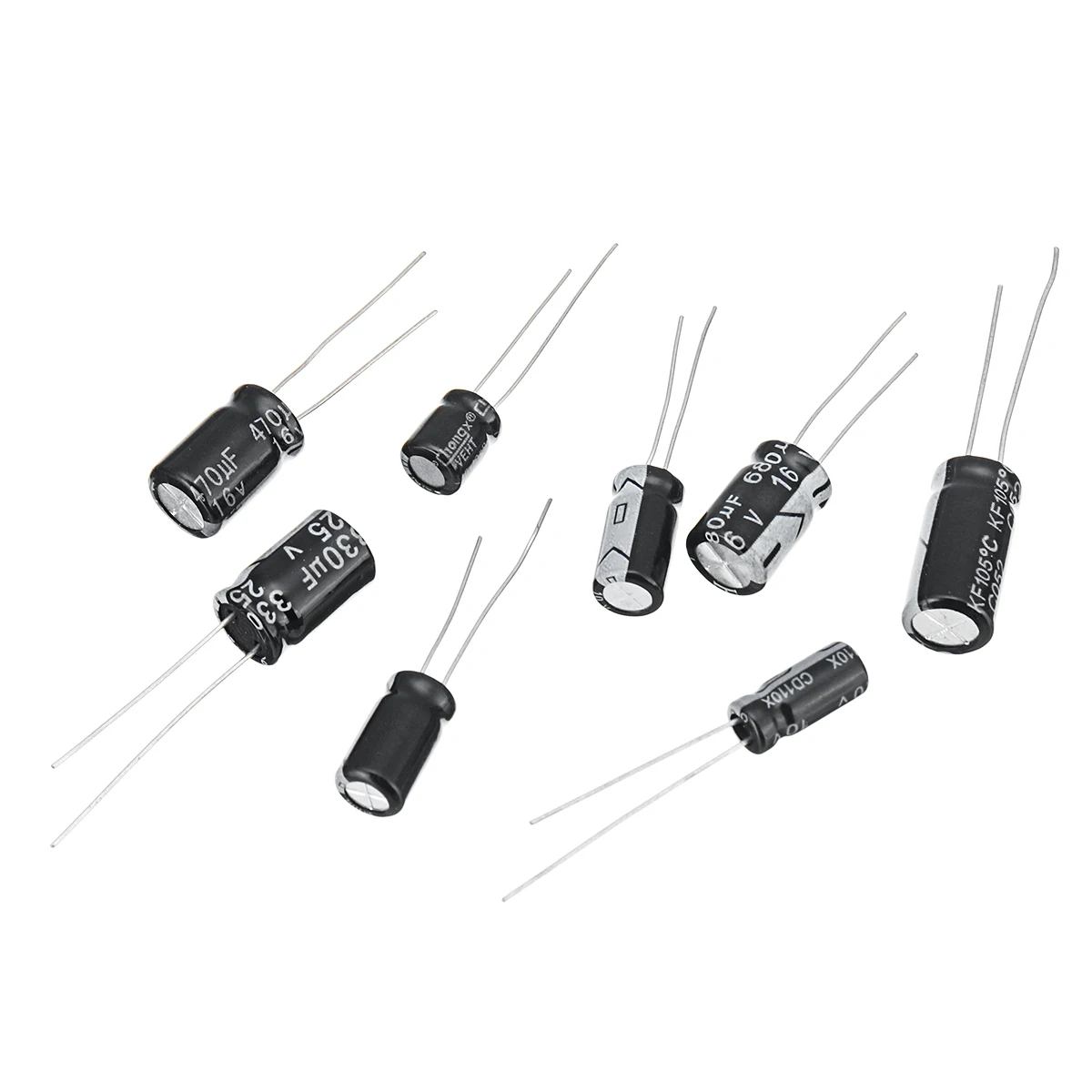 Online 500 Uds 16 V 50 V 24 valores conjunto de condensadores electrolíticos con caja de almacenamiento 0,1 UF 1000 UF capacitores de suministro de componentes pasivos de aluminio