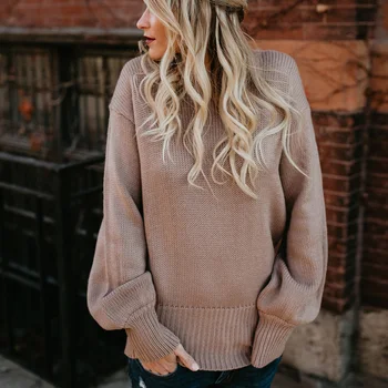 

DOIB Pullovers Sweaters 2018 Autumn Winter Fashion Knitted Female O-Neck Batwing Sleeve Sweaters Solid Color long-sleeved