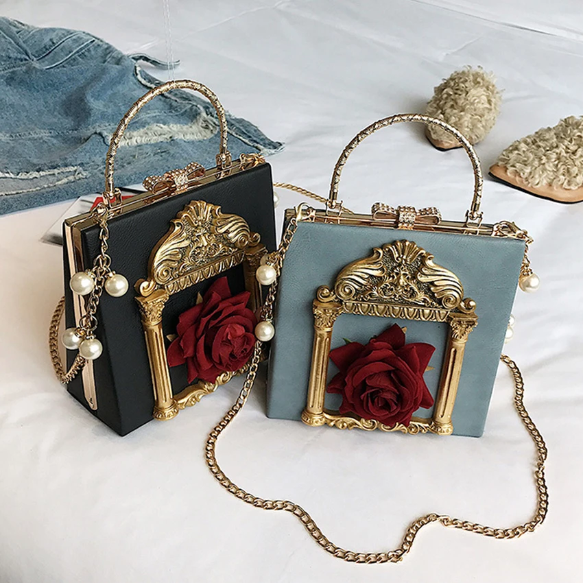 TOYOOSKY/Новинка, женская сумочка на цепочке с небольшой рамкой, женская сумочка с розами, новая индивидуальность, сумка-тоут из искусственной кожи, женские вечерние сумки, bolsa feminina