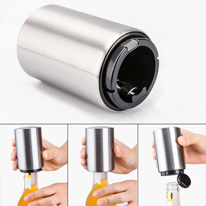 Magnet Automatic Beer Bottle Opener Stainless Steel Beer Opener With Magnetic Ca