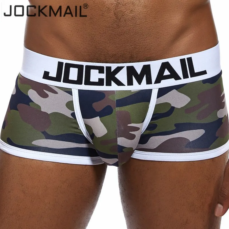 JOCKMAIL, мужское нижнее белье, боксеры, мужские трусы для геев, мужские сексуальные шорты, мужские камуфляжные мягкие трусы, шорты, мужские трусы с принтом