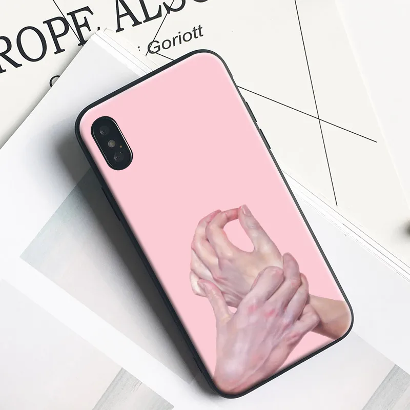 

Pink hand Fashion Coque Soft Silicone TPU Phone Case Cover Shell For Apple iPhone 5 5s Se 6 6s 7 8 Plus X XR XS MAX